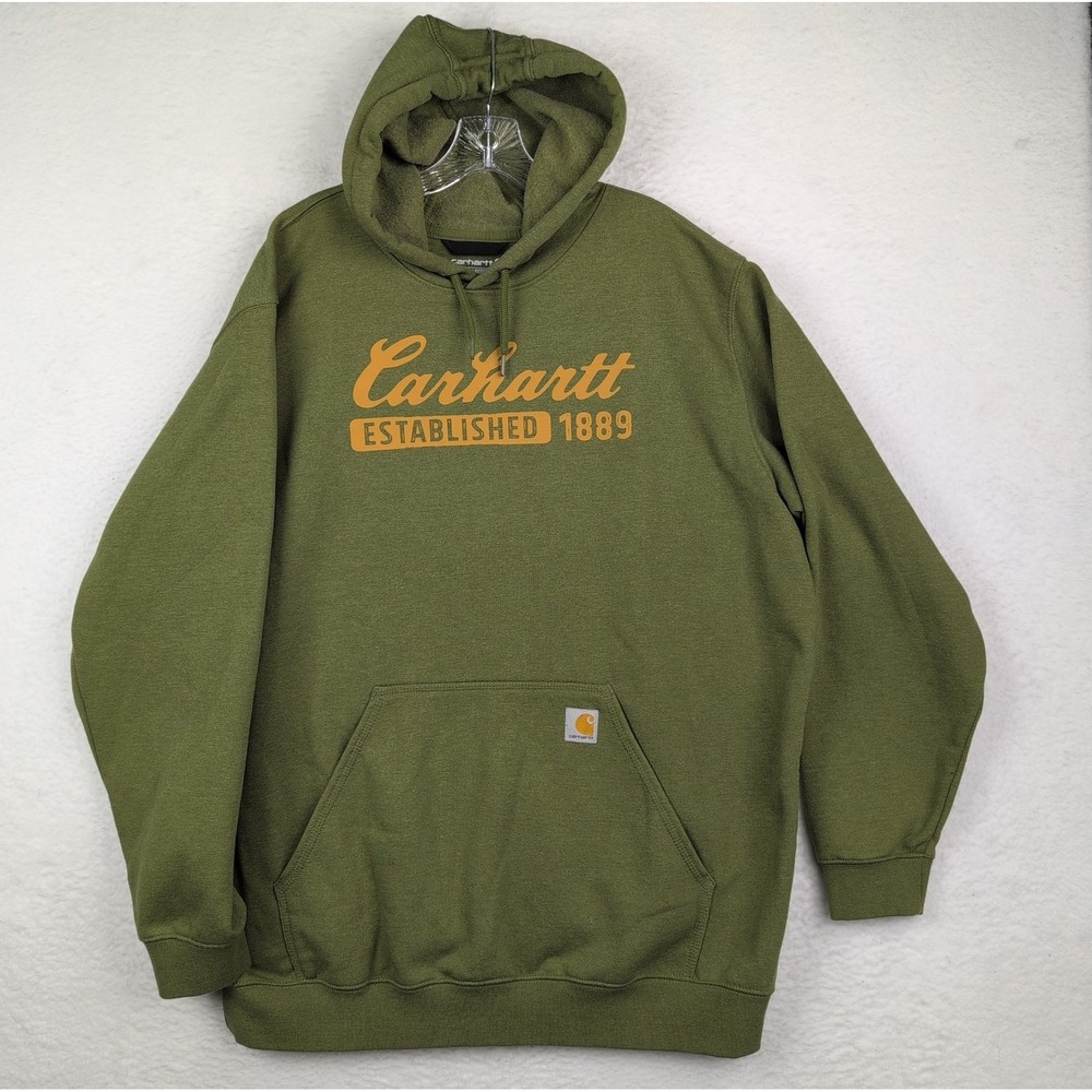 Carhartt Loose Fit Hoodie Sweatshirt Men's‎ XL Script Logo Green TS6512